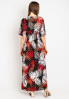Serafina Collection One Size Leaf Print Maxi Dress, Black