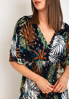Serafina Collection One Size Leaf Print Maxi Dress, Navy