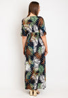 Serafina Collection One Size Leaf Print Maxi Dress, Navy
