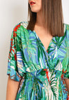 Serafina Collection One Size Metallic Floral Maxi Dress, Green Multi