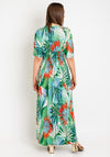 Serafina Collection One Size Metallic Floral Maxi Dress, Green Multi