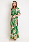 Serafina Collection One Size Leaf Print Maxi Dress, Green