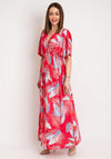 Serafina Collection One Size Leaf Print Maxi Dress, Pink