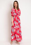 Serafina Collection One Size Leaf Print Maxi Dress, Pink