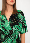 Serafina Collection One Size Tropical Leaf Maxi Dress, Black & Green