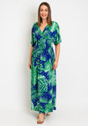 Serafina Collection One Size Tropical Leaf Maxi Dress, Blue & Green