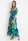 Serafina Collection One Size Tropical Leaf Maxi Dress, Blue & Green