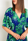 Serafina Collection One Size Tropical Leaf Maxi Dress, Blue & Green