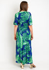 Serafina Collection One Size Tropical Leaf Maxi Dress, Blue & Green