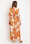 Serafina Collection One Size Tropical Leaf Maxi Dress, Rust & White