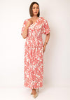Serafina Collection One Size Baroque Print Maxi Dress, Coral