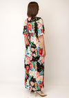 Serafina Collection One Size Floral Print with Butterfly Detail Midi Dress, Black Multi