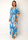 Serafina Collection One Size Floral Print with Butterfly Detail Midi Dress, Blue Multi