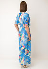 Serafina Collection One Size Floral Print with Butterfly Detail Midi Dress, Blue Multi