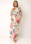 Serafina Collection One Size Floral Butterfly Print Midi Dress, Cream