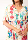Serafina Collection One Size Floral Butterfly Print Midi Dress, Cream