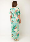 Serafina Collection One Size Floral Print with Butterfly Detail Midi Dress, Green Multi
