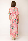 Serafina Collection One Size Floral Print with Butterfly Detail Midi Dress, Pink Multi