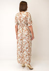 Serafina Collection One Size Abstract Print with Foil Detail Maxi Dress, Beige Multi
