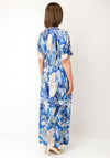 Serafina Collection One Size Floral Print with Foil Detail Maxi Dress, Blue Multi