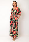 Serafina Collection One Size Floral Print Maxi Dress, Black Multi
