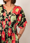 Serafina Collection One Size Floral Print Maxi Dress, Black Multi