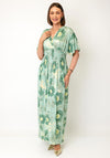 Serafina Collection One Size Floral Print Maxi Dress, Green Multi