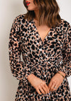 Serafina Collection One Size Leopard Print Pleated Midi Dress, Brown
