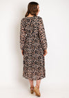 Serafina Collection One Size Leopard Print Pleated Midi Dress, Brown