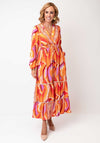 Serafina Collection V Neck Maxi Dress, Orange Multi