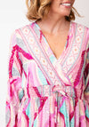 Serafina Collection V Neck Maxi Dress, Pink Multi