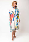 Serafina Collection One Size Linen Blend Beach Cover Up, Blue Multi