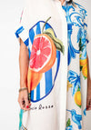 Serafina Collection One Size Linen Blend Beach Cover Up, Blue Multi