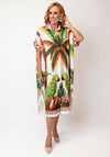 Serafina Collection One Size Tropical Print Beach Cover Up, Green Multi