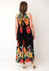 Serafina Collection One Size Pleated Floral Midi Dress, Black Multi