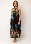 Serafina Collection One Size Pleated Floral Midi Dress, Brown Multi