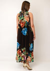 Serafina Collection One Size Pleated Floral Midi Dress, Brown Multi
