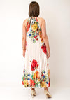 Serafina Collection One Size Pleated Floral Midi Dress, Cream Multi