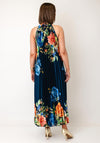 Serafina Collection One Size Pleated Floral Midi Dress, Navy Multi