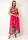 Serafina Collection One Size Pleated Floral Midi Dress, Pink Multi