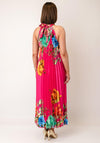 Serafina Collection One Size Pleated Floral Midi Dress, Pink Multi