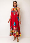 Serafina Collection Pleated Floral Midi Dress, Red Multi