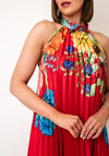 Serafina Collection Pleated Floral Midi Dress, Red Multi