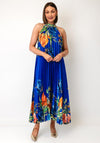 Serafina Collection One Size Pleated Floral Midi Dress, Blue Multi