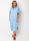 Serafina Collection One Size Diamante Button Shirt Dress, Blue