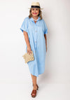 Serafina Collection One Size Diamante Button Shirt Dress, Blue