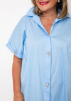 Serafina Collection One Size Diamante Button Shirt Dress, Blue