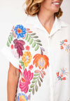 Serafina Collection One Size Floral Print Beach Cover Up, White Multi