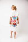 Serafina Collection One Size Floral Print Beach Cover Up, White Multi
