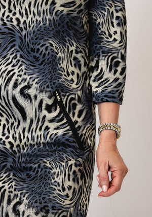 Serafina Collection Animal Print Mini Dress, Black